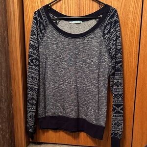 Maurices Navy and Gray Patterned Sweater
